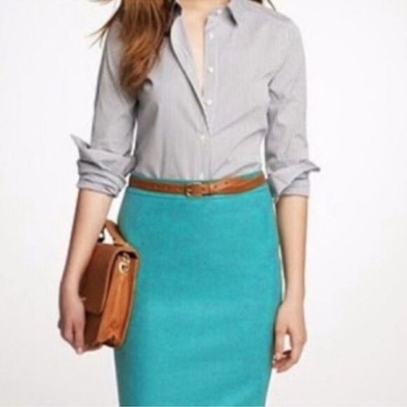 J.CREW No. 2 pencil skirt in jade green wool, Size 0 C26 - Picture 1 of 6